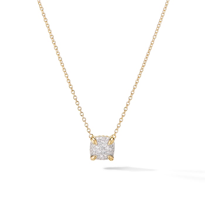 David Yurman Petite Chatelaine® Pendant Necklace in 18ct Yellow Gold with Pavé Diamonds, 7mm