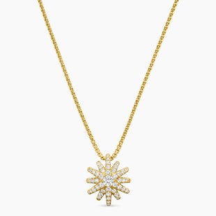 David Yurman Starburst Pendant Necklace in 18ct Yellow Gold with Diamonds, 11mm