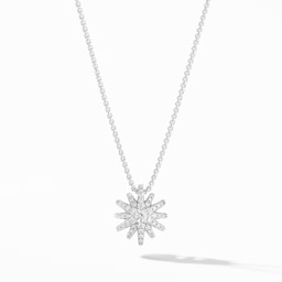 37900362 - Starburst Pendant Necklace in 18ct White Gold with Diamonds, 12mm