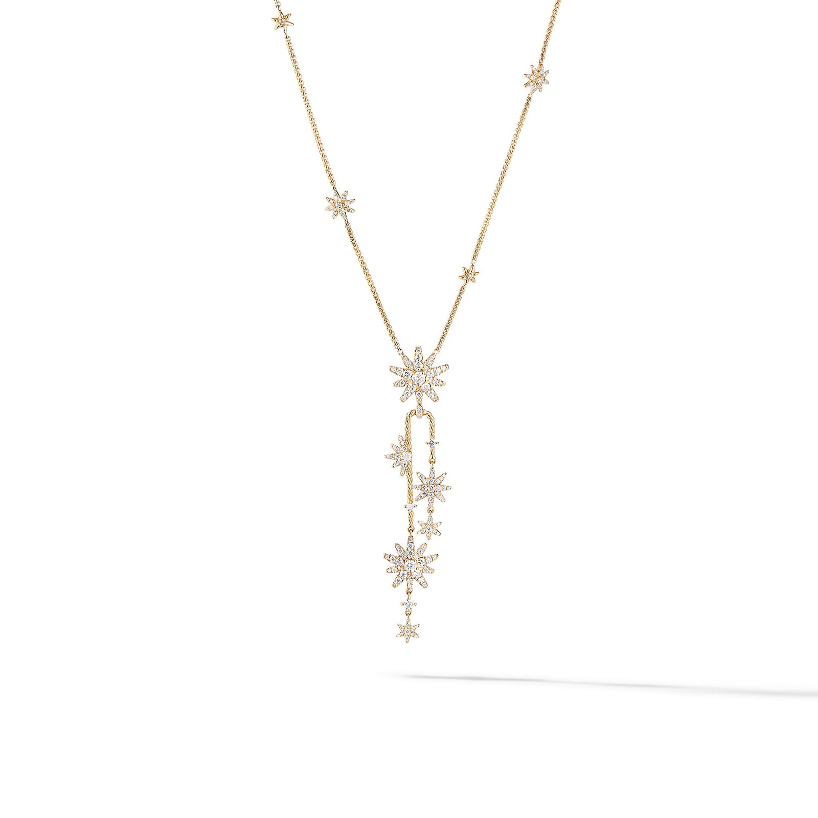 Starburst Cluster Necklace in 18ct Yellow Gold with Diamonds, 66mm