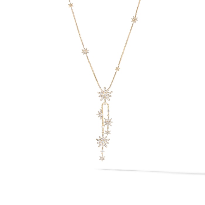 David Yurman Starburst Cluster Necklace in 18ct Yellow Gold with Diamonds, 66mm