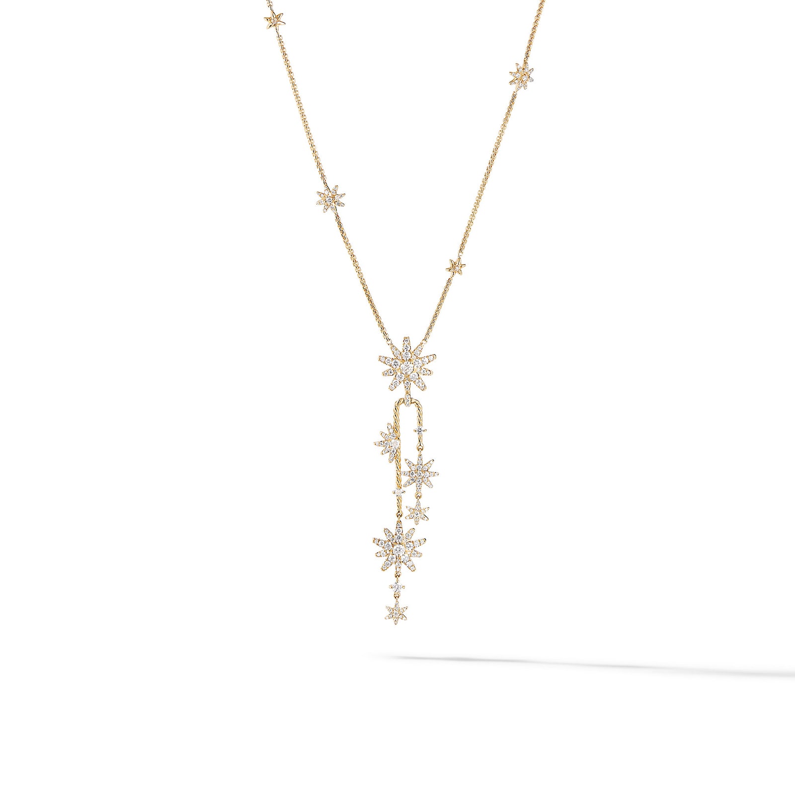 David Yurman Starburst Cluster Necklace in 18ct Yellow Gold with Diamonds, 66mm