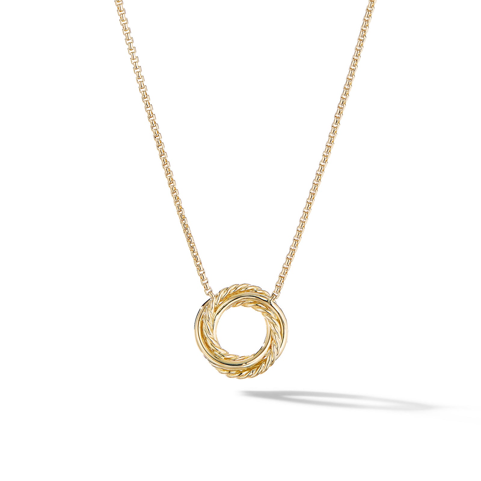David Yurman Crossover Pendant Necklace in 18ct Yellow Gold with Diamonds, 14.5mm David Yurman Crossover Pendant Necklace in 18ct Yellow Gold with Diamonds, 14.5mm