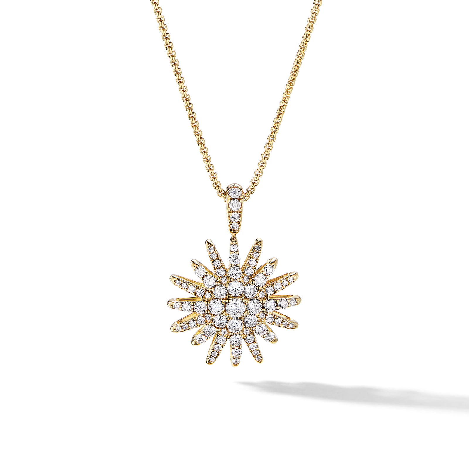 David Yurman Starburst Pendant Necklace in 18ct Yellow Gold with Diamonds, 20mm