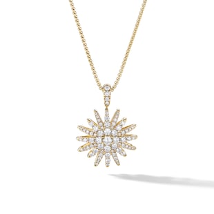 David Yurman Starburst Pendant Necklace in 18ct Yellow Gold with Diamonds, 20mm