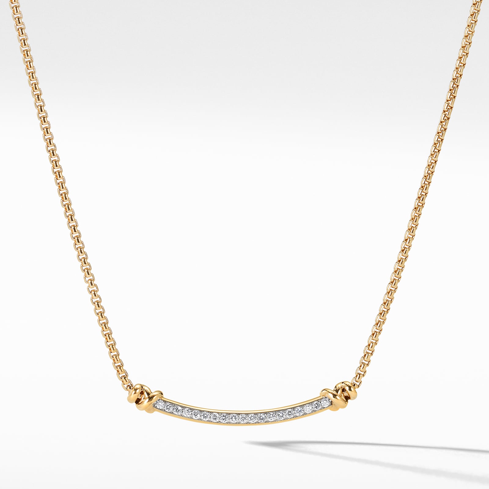 David Yurman Petite Helena Wrap Station Necklace in 18ct Yellow Gold with Diamonds, 29mm