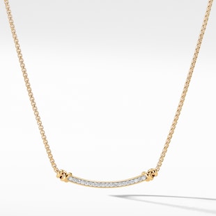 David Yurman Petite Helena Wrap Station Necklace in 18ct Yellow Gold with Diamonds, 29mm