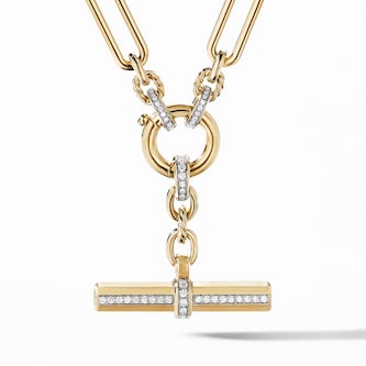 David Yurman Lexington E/W Chain Necklace in 18ct Yellow Gold with Diamonds, 6.5mm David Yurman Lexington E/W Chain Necklace in 18ct Yellow Gold with Diamonds, 6.5mm