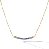 David Yurman Petite Pavé Bar Necklace in 18ct Yellow Gold with Blue Sapphires, 1.25mm