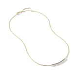 David Yurman Petite Pavé Bar Necklace in 18ct Yellow Gold with Blue Sapphires, 1.25mm