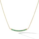 David Yurman Petite Pavé Bar Necklace in 18ct Yellow Gold with Emeralds, 1.25mm