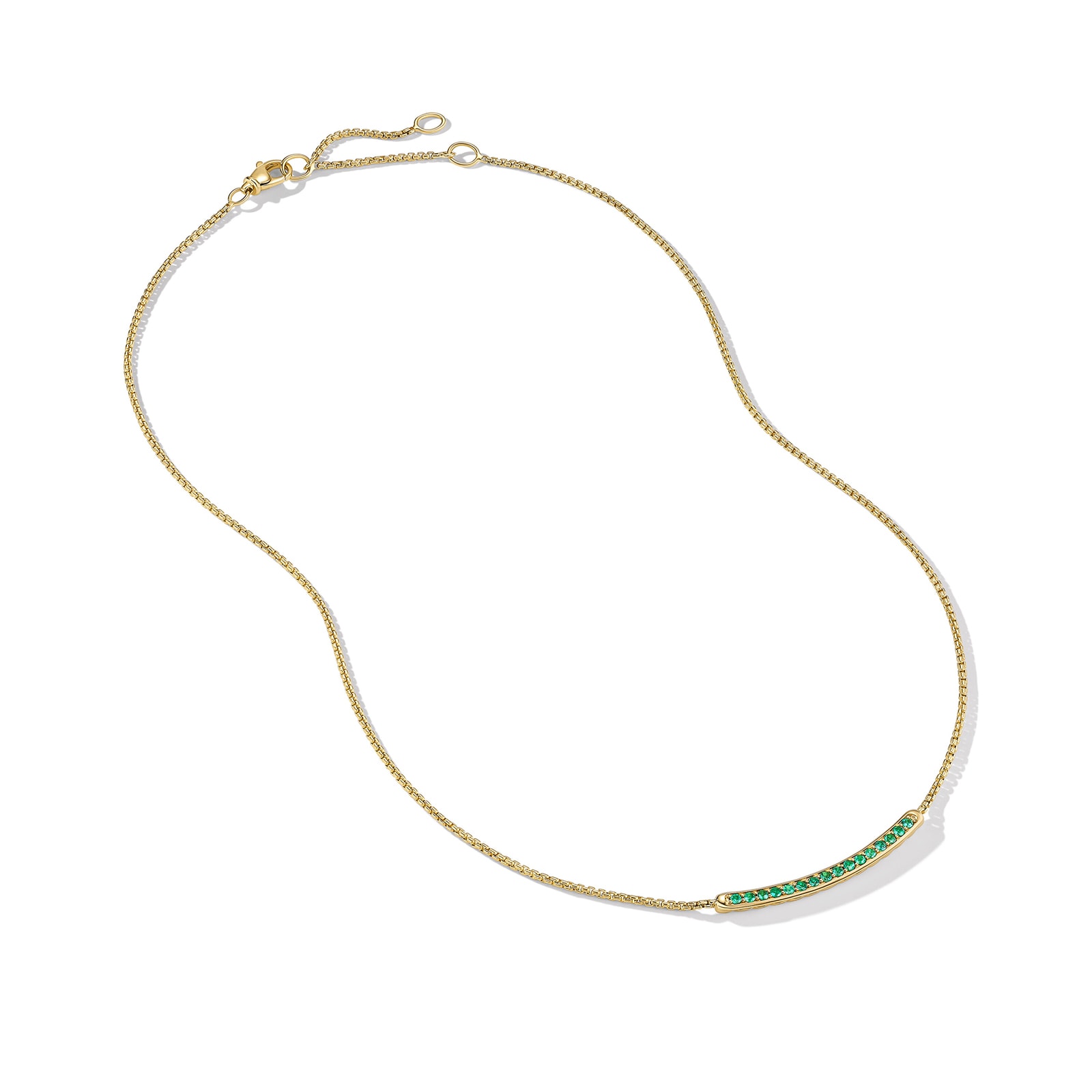David Yurman Petite Pavé Bar Necklace in 18ct Yellow Gold with Emeralds, 1.25mm David Yurman Petite Pavé Bar Necklace in 18ct Yellow Gold with Emeralds, 1.25mm
