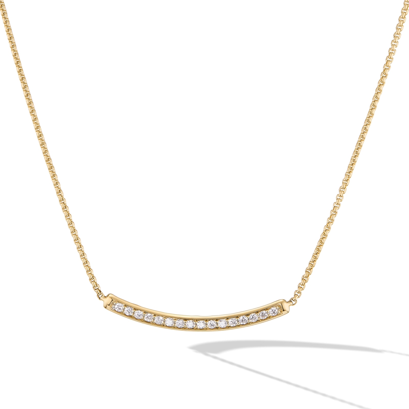 Petite Pavé Bar Necklace in 18ct Yellow Gold with Diamonds, 1.25mm