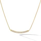 David Yurman Petite Pavé Bar Necklace in 18ct Yellow Gold with Diamonds, 1.25mm