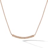 David Yurman Petite Pavé Bar Necklace in 18ct Rose Gold with Cognac Diamonds, 1.25mm