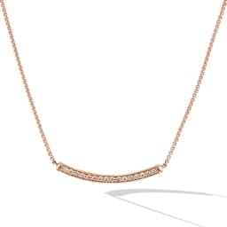 37900373 - Petite Pavé Bar Necklace in 18ct Rose Gold with Cognac Diamonds, 1.25mm