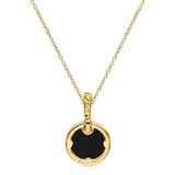 David Yurman Petite DY Elements® Pendant Necklace in 18ct Yellow Gold with Black Onyx and Diamonds, 17.8mm