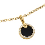 David Yurman Petite DY Elements® Pendant Necklace in 18ct Yellow Gold with Black Onyx and Diamonds, 17.8mm