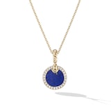 David Yurman Petite DY Elements® Pendant Necklace in 18ct Yellow Gold with Lapis and Diamonds, 17.8mm