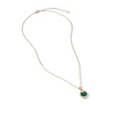 David Yurman Petite DY Elements® Pendant Necklace in 18ct Yellow Gold with Malachite and Diamonds, 17.8mm