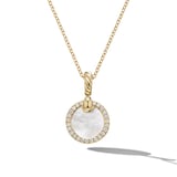 David Yurman Petite DY Elements® Pendant Necklace in 18ct Yellow Gold with Mother of Pearl and Diamonds, 17.8mm