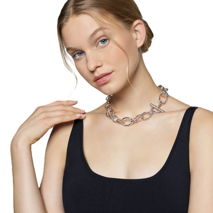 David Yurman DY Mercer™ Chain Necklace in Sterling Silver with Diamonds, 25mm