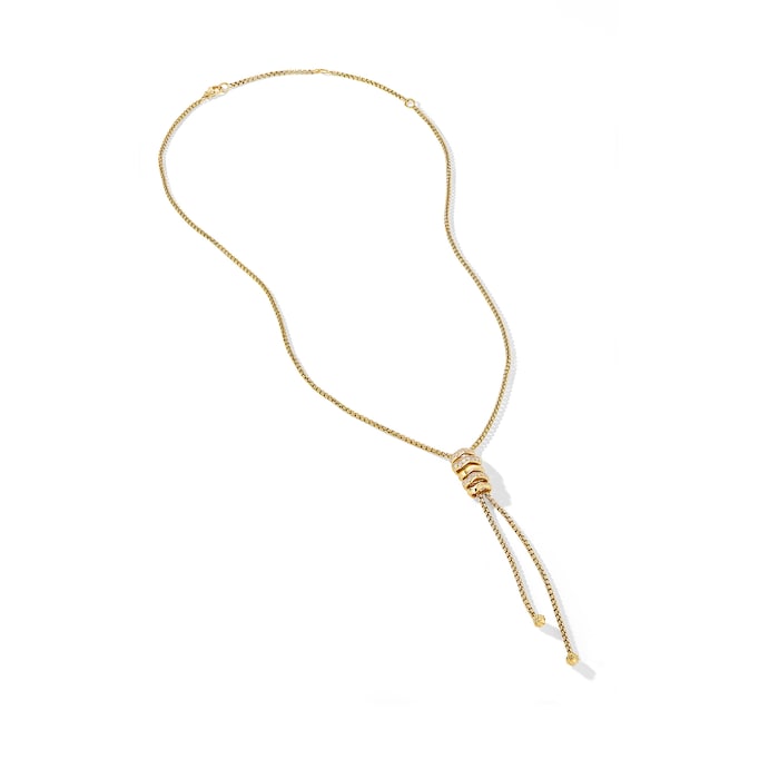 David Yurman Zig Zag Stax™ Y Necklace in 18ct Yellow Gold with Diamonds