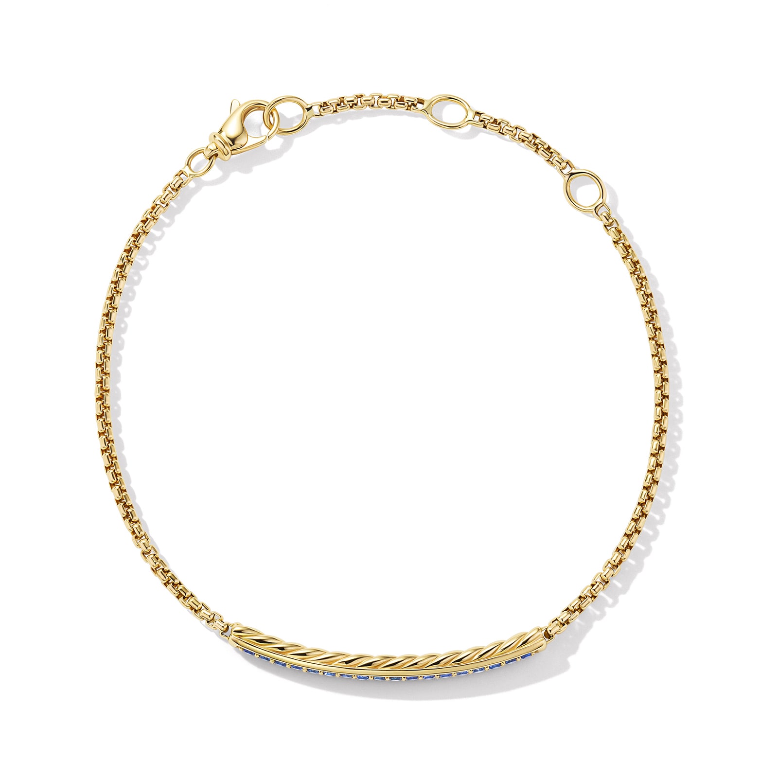 David Yurman Petite Pavé Bar Bracelet in 18ct Yellow Gold with Blue Sapphires, 1.7mm David Yurman Petite Pavé Bar Bracelet in 18ct Yellow Gold with Blue Sapphires, 1.7mm