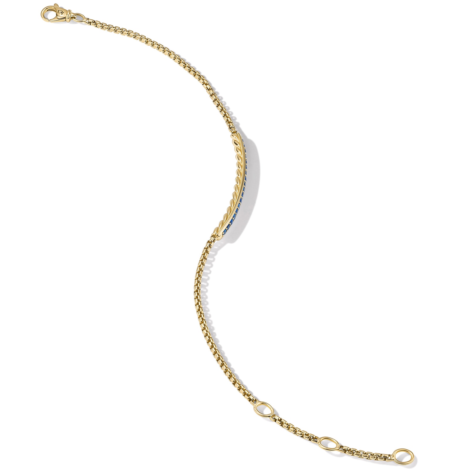 David Yurman Petite Pavé Bar Bracelet in 18ct Yellow Gold with Blue Sapphires, 1.7mm David Yurman Petite Pavé Bar Bracelet in 18ct Yellow Gold with Blue Sapphires, 1.7mm