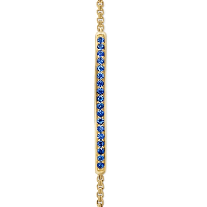 David Yurman Petite Pavé Bar Bracelet in 18ct Yellow Gold with Blue Sapphires, 1.7mm