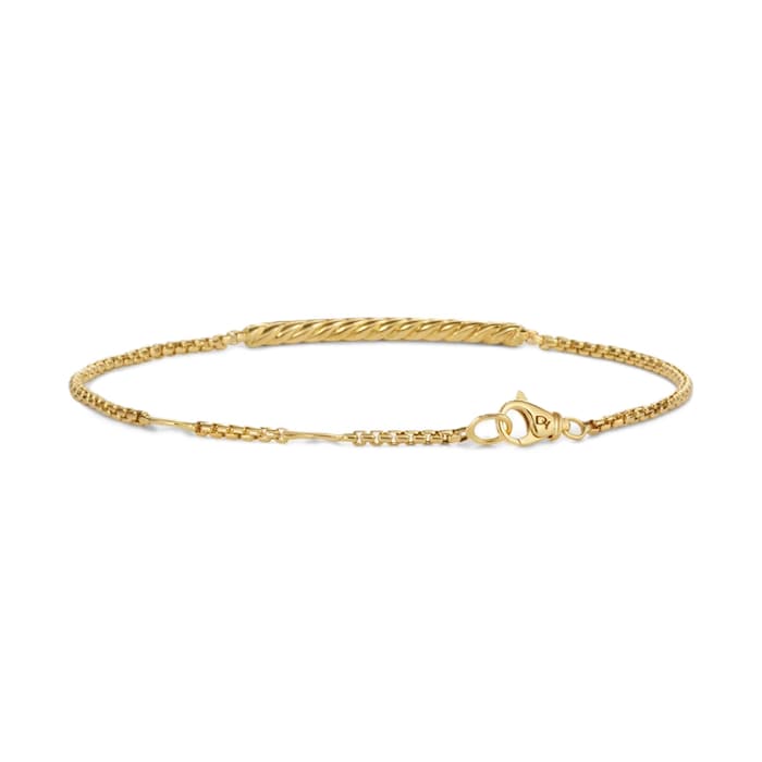 David Yurman Petite Pavé Bar Bracelet in 18ct Yellow Gold with Blue Sapphires, 1.7mm