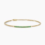 David Yurman Petite Pavé Bar Bracelet in 18ct Yellow Gold with Emeralds, 1.7mm