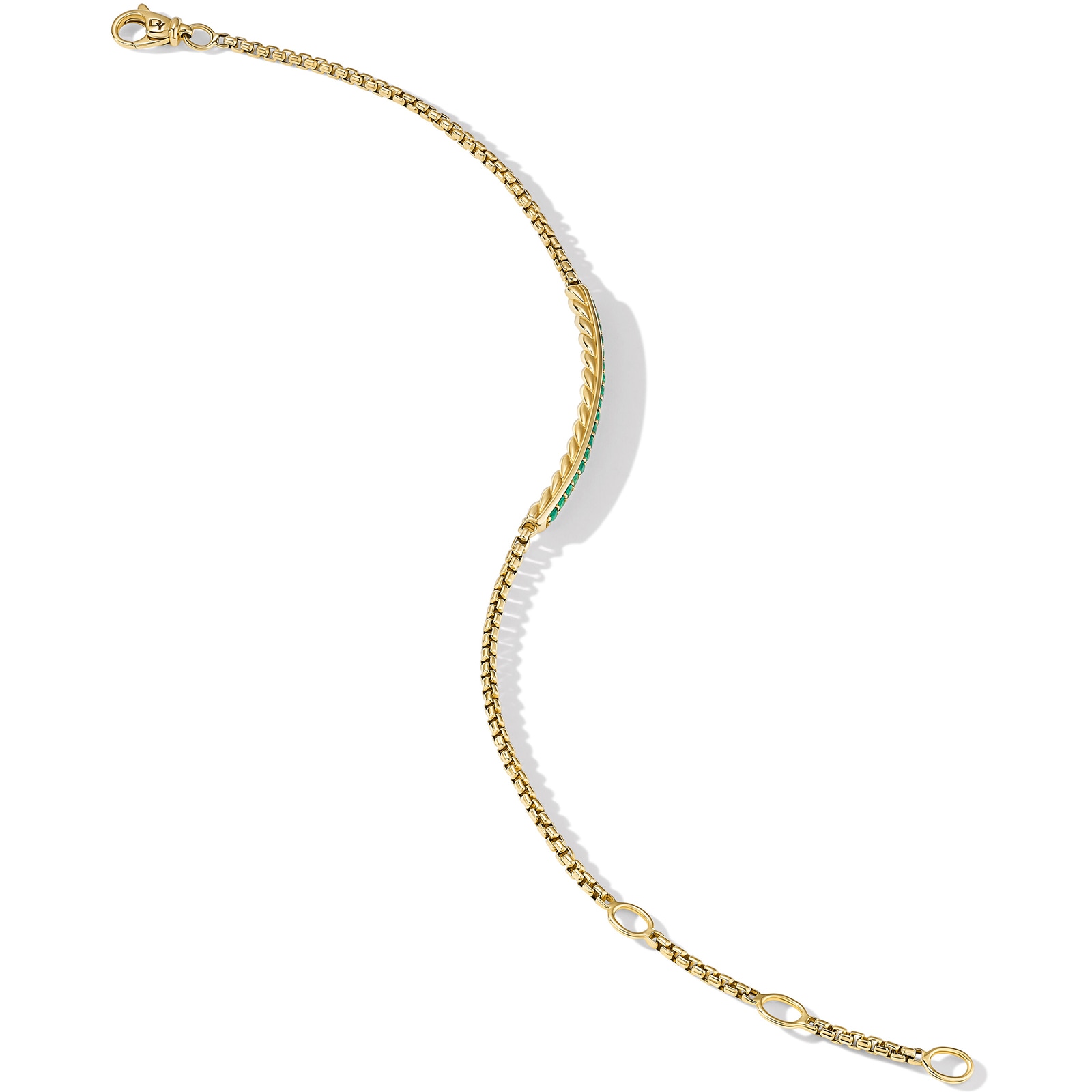 David Yurman Petite Pavé Bar Bracelet in 18ct Yellow Gold with Emeralds, 1.7mm David Yurman Petite Pavé Bar Bracelet in 18ct Yellow Gold with Emeralds, 1.7mm