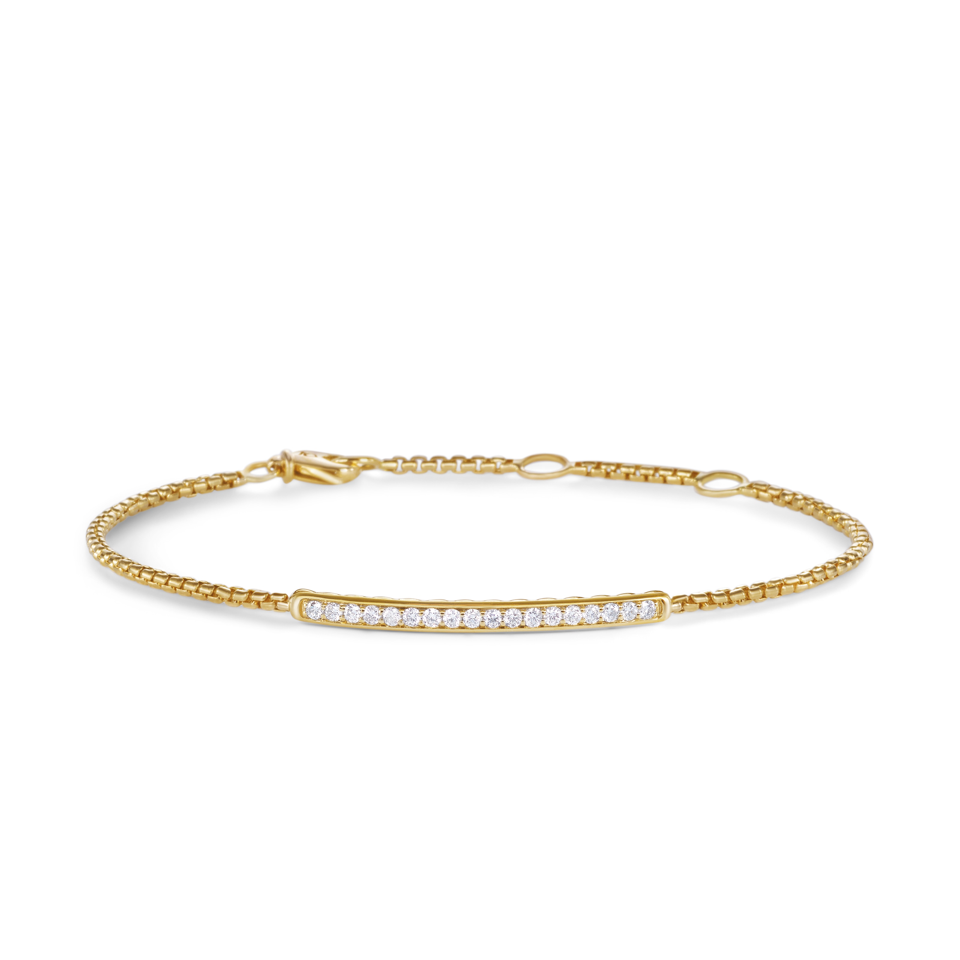 Petite Pavé Bar Bracelet in 18ct Yellow Gold with Diamonds, 1.7mm