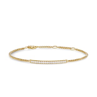 David Yurman Petite Pavé Bar Bracelet in 18ct Yellow Gold with Diamonds, 1.7mm