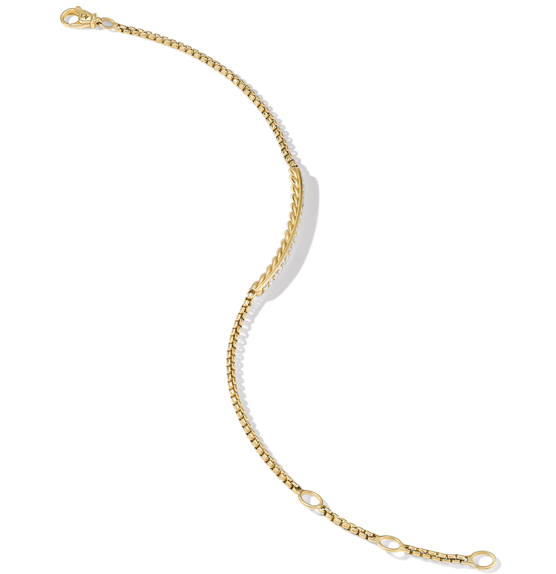 David Yurman Petite Pavé Bar Bracelet in 18ct Yellow Gold with Diamonds, 1.7mm