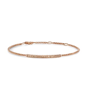 David Yurman Petite Pavé Bar Bracelet in 18ct Rose Gold with Cognac Diamonds, 1.7mm