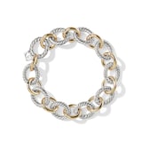 David Yurman Oval Link Chain Bracelet in Sterling Silver with 18ct Yellow Gold, 12mm