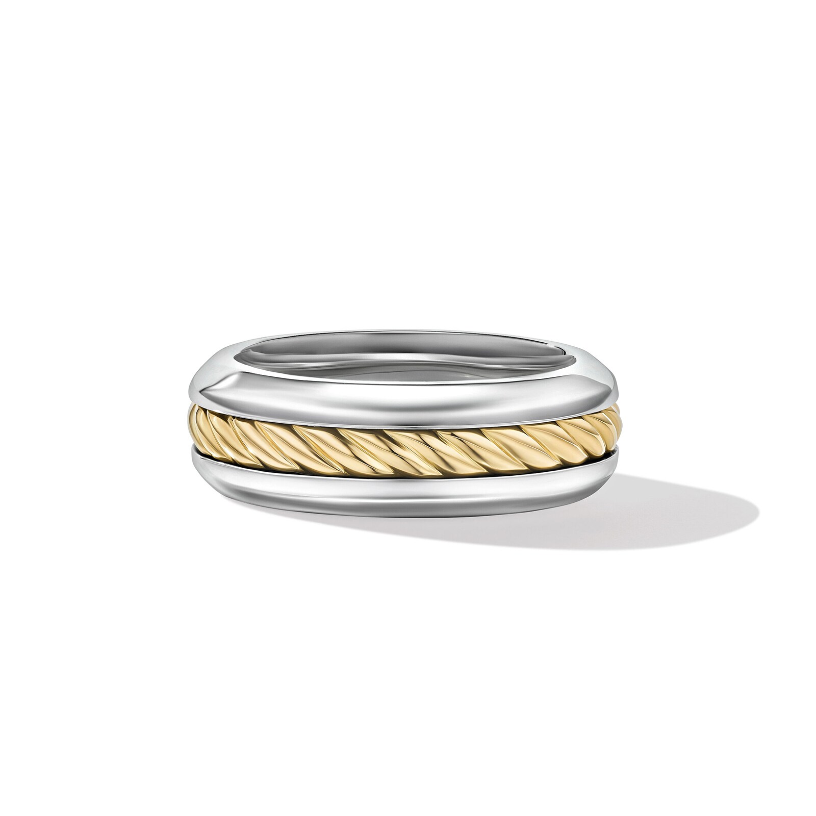 David Yurman Cable Inset Band Ring in Sterling Silver with 18ct Yellow Gold - Ring Size V.5 David Yurman Cable Inset Band Ring in Sterling Silver with 18ct Yellow Gold - Ring Size V.5
