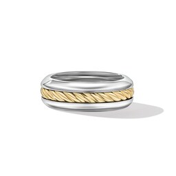 37900401 - Cable Inset Band Ring in Sterling Silver with 18ct Yellow Gold, 8mm