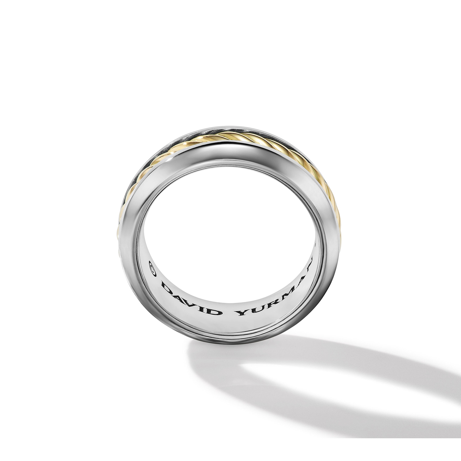 David Yurman Cable Inset Band Ring in Sterling Silver with 18ct Yellow Gold - Ring Size V.5 David Yurman Cable Inset Band Ring in Sterling Silver with 18ct Yellow Gold - Ring Size V.5