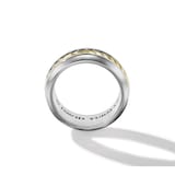 David Yurman Cable Inset Band Ring in Sterling Silver with 18ct Yellow Gold, 8mm