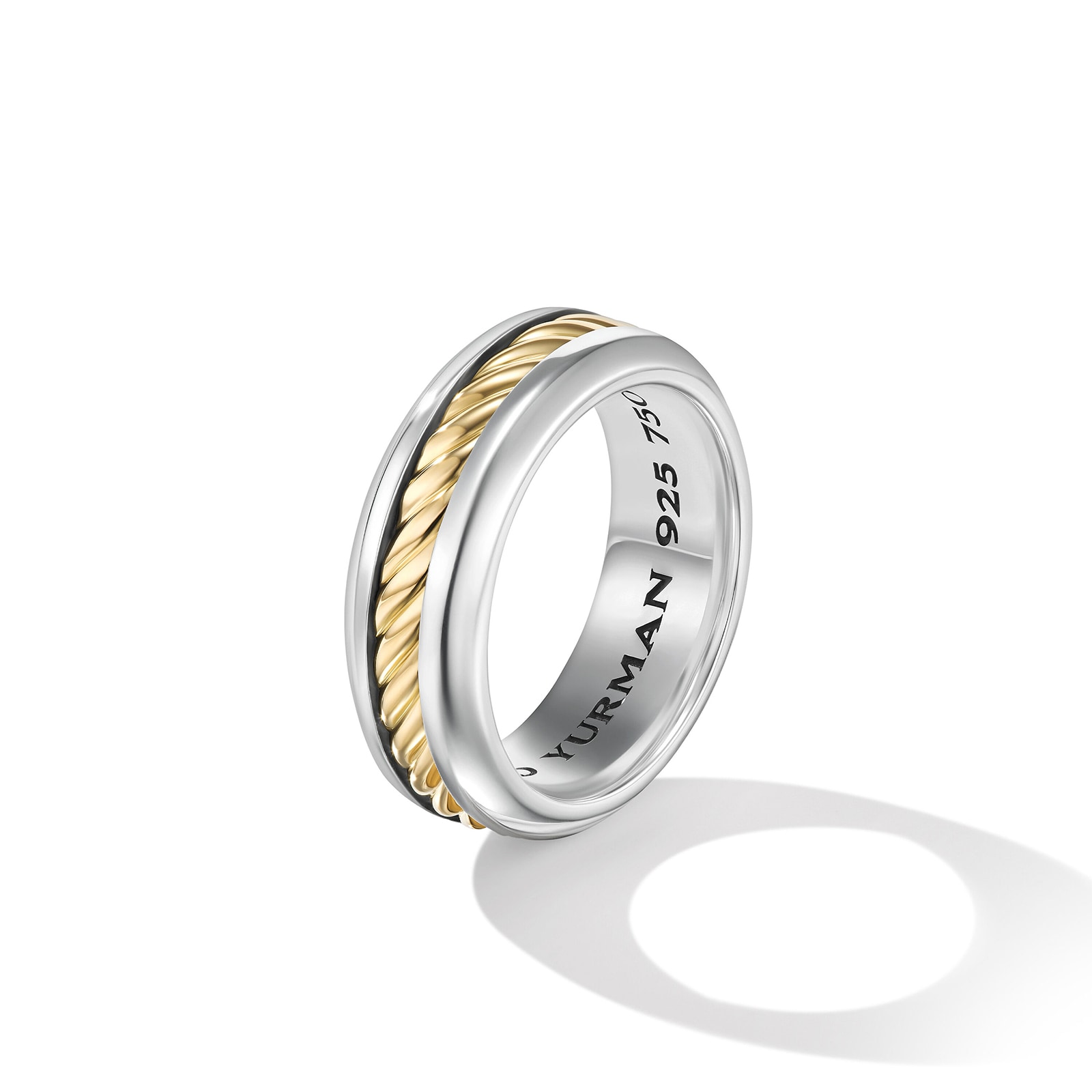 David Yurman Cable Inset Band Ring in Sterling Silver with 18ct Yellow Gold - Ring Size V.5 David Yurman Cable Inset Band Ring in Sterling Silver with 18ct Yellow Gold - Ring Size V.5