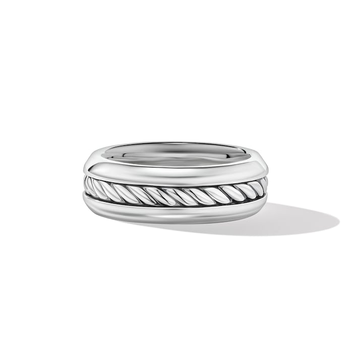 David Yurman Cable Inset Band Ring in Sterling Silver, 8mm