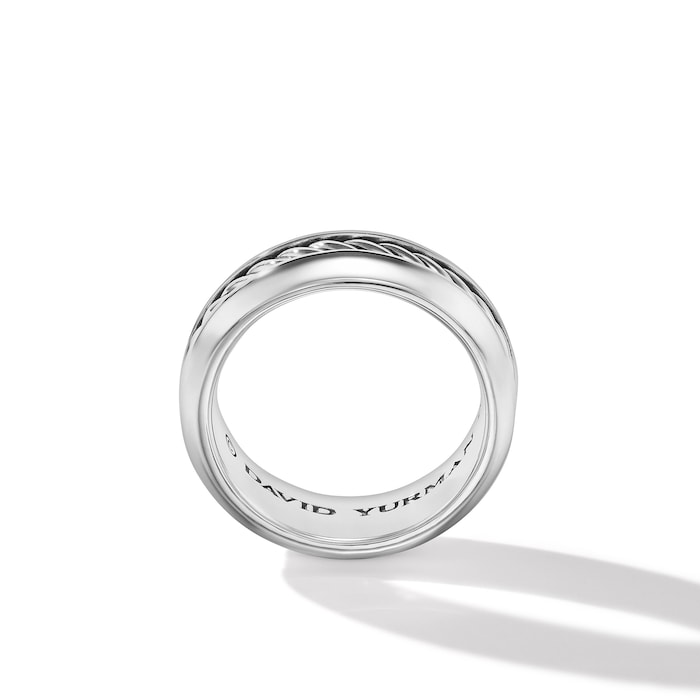 David Yurman Cable Inset Band Ring in Sterling Silver, 8mm