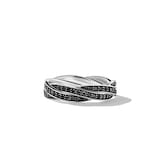 David Yurman DY Helios™ Band Ring in Sterling Silver with Black Diamonds, 6mm