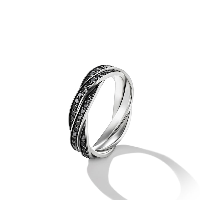 David Yurman DY Helios™ Band Ring in Sterling Silver with Black Diamonds, 6mm