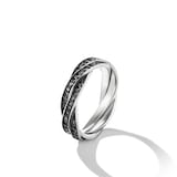 David Yurman DY Helios™ Band Ring in Sterling Silver with Black Diamonds, 6mm