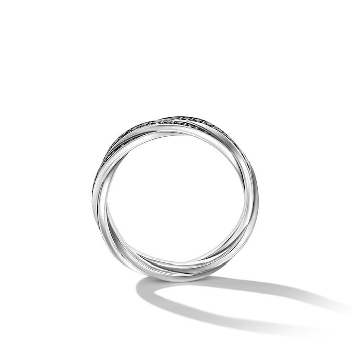 David Yurman DY Helios™ Band Ring in Sterling Silver with Black Diamonds, 6mm