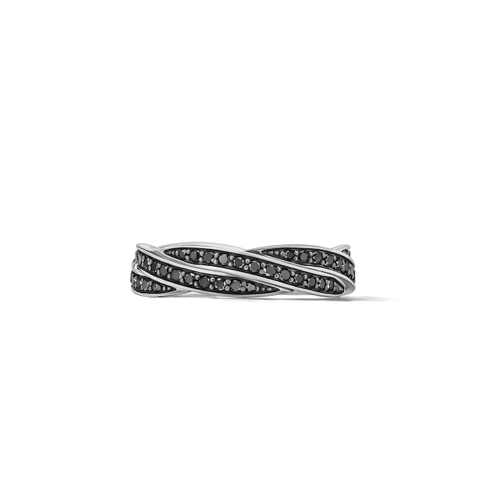 David Yurman DY Helios™ Band Ring in Sterling Silver with Black Diamonds, 6mm